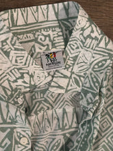 Vintage Rum Reggae Green Hawaiian Tapa Print Aloha Shirt (XL)