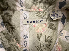 Vintage Summa Green Hibiscus Patterned Aloha Shirt (XL)