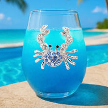 Blue Crab Jeweled Stemless Wine Glass