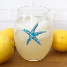 Blue Starfish Jeweled Stemless Wine Glass