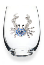 Blue Crab Jeweled Stemless Wine Glass