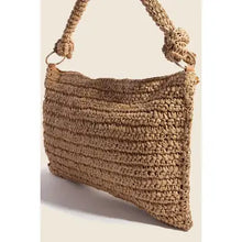 Braided Handle Rectangular Straw Hand Bag