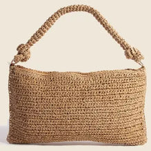 Braided Handle Rectangular Straw Hand Bag