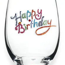 "Happy Birthday" Jeweled Stemless Wine Glass