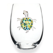 Sea Turtle Jeweled Stemless Wine Glass